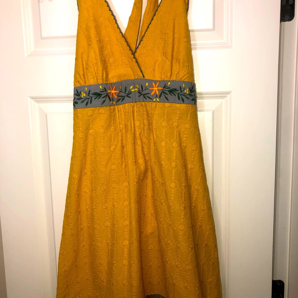 Unique Floral Yellow Anthropologie Spring Dress- S